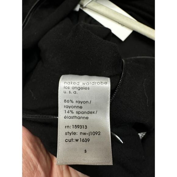 NWT Naked Wardrobe NW Sculpt Black Mock Neck Long Sleeve Jumpsuit Small - Picture 10 of 13